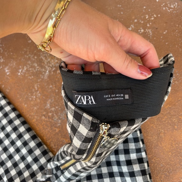 Zara checkered black and white high rise pants - Picture 5 of 6